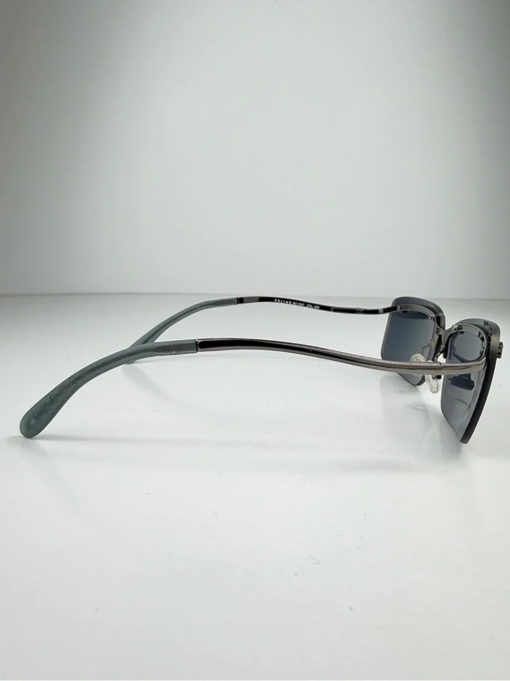 Deadstock Celine Rimless Sunglasses Shield SC 1007 568 Full Set Y2K Gunmetal